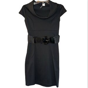 Black Cap Sleeve Dress w/ Black Belt